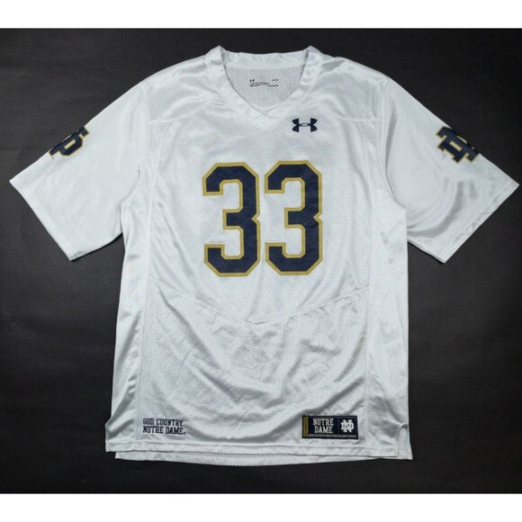 Notre Dame Fighting Irish Football Jersey Men's Large Under Armour #33 White - Picture 1 of 16